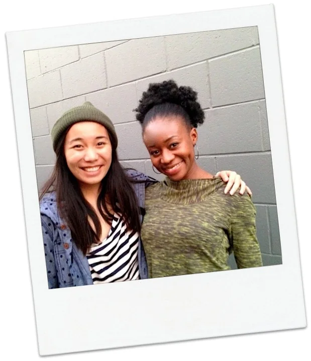 Two happy students smiling together